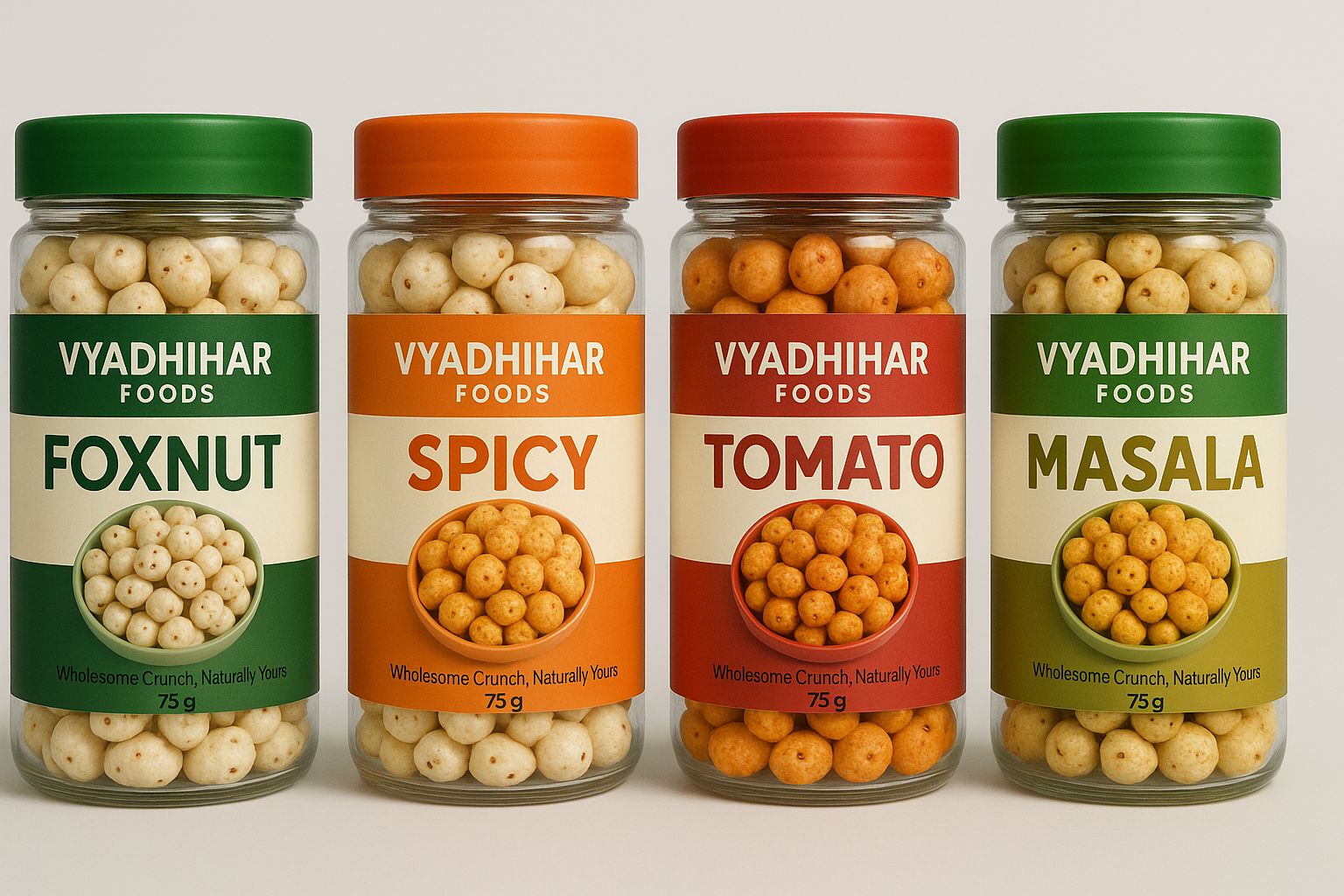 Vyadhihar Foods Foxnut – Wholesome Crunch, Naturally Yours | Roasted & Gluten-Free Snack (75g)